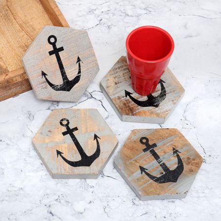 Adorning Coasters Made from Finest-Quality Wood - Pack of 4